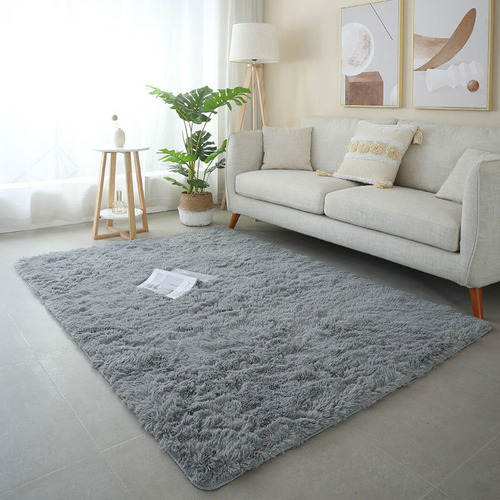 2x1,4 Mts Alfombras Nórdicas Pelo Largo Colores Ancho 1.4 M Color Gris Claro Diseño De La Tela Liso Largo 2 M