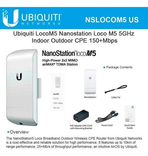 Imagen 3 de 7 de Nanostation Access Point Ubiquiti Nano Loco M5 5ghz 15km