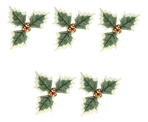 3 X 5 Uds. De Hojas De Bayas Artificiales De Navidad Para
