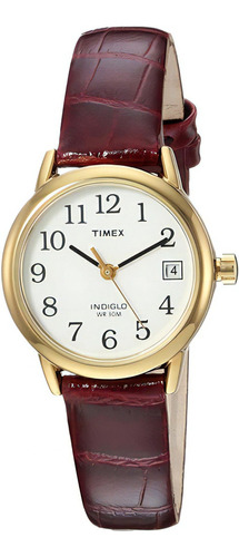 Timex | Reloj Mujer 25 Mm | Tw2r634009j | Original Color De La Correa Marrón Oscuro Color Del Bisel Dorado Color Del Fondo Blanco