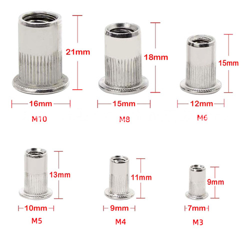 X Tuerca Rivet 120pcs Conexión Firme M6 M8 M10 M12 Portable