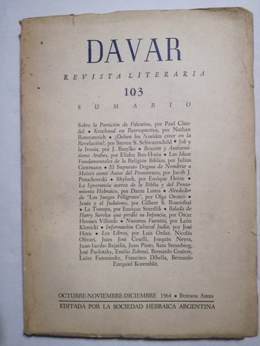 Revista Literaria Davar Nº 103 Varios