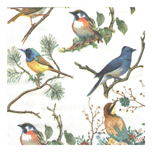 Imagen 2 de 5 de Servilleta Decoupage Trio De Pajaros En Ramas