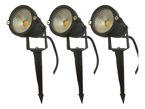 Pack 3 Foco Led Estaca Jardín 5w Cálido/ Led