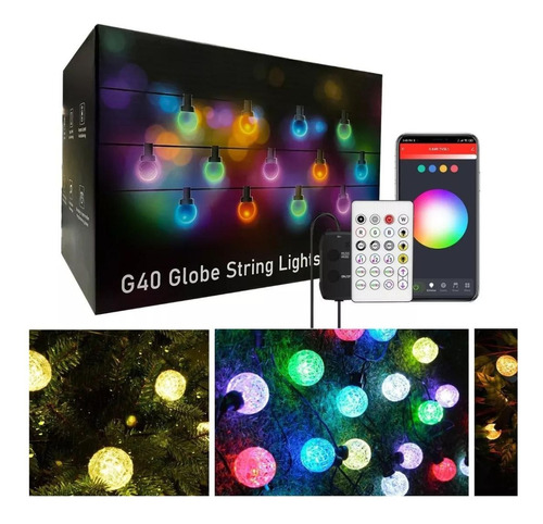 Serie Led 25 Focos G40 Vintage Diamante 5m App Audioritmico Luz RGB