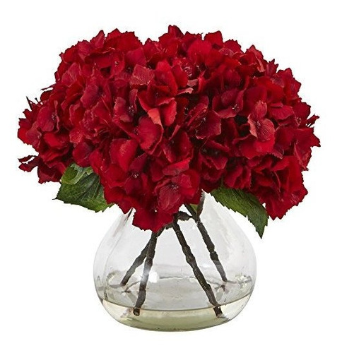 Casi Natural 1441 8.5  H Hortensia Roja Arreglo Floral De Se