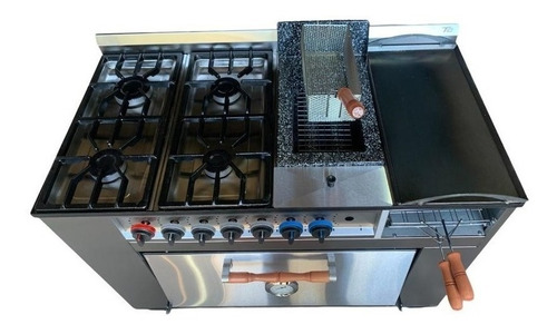 Imagen 6 de 6 de Cocina industrial Tecno Calor 1150 a gas 4 hornallas puerta ciega