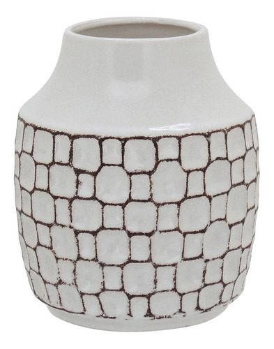 Zimbeu Vaso Decorativo 19x14x14cm Cerâmica Branco