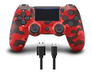 Control Ps4 Rojo Camuflado Compatible Playstation 4 + Cable