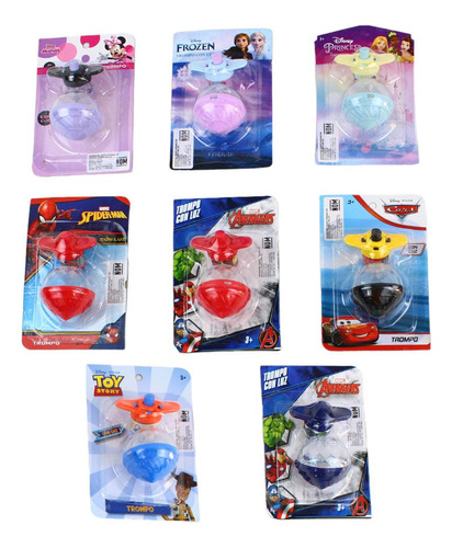 Paquete 10 Trompo Con Luz Frozen Minnie Cars Spiderman Toy S