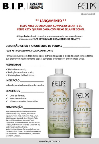 Imagem 2 de 4 de Felps Escova De Quiabo Profissional Shampoo+selante+brinde