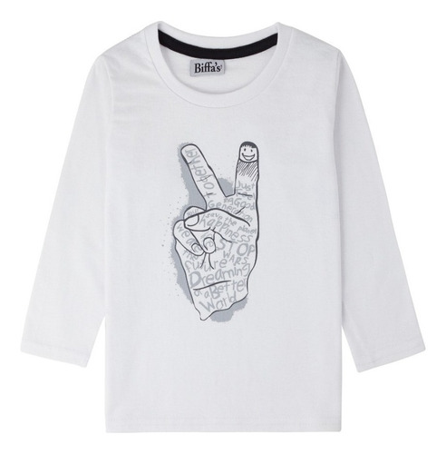 Remera Manga Larga Estampa Mano Para Bebe Marca Biffa´s