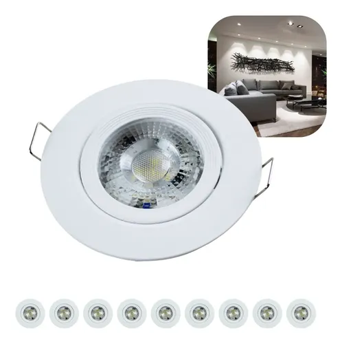 Kit 10 Spot Smd Led Dicróica Direcionável 7w Redondo - R$ 41,67