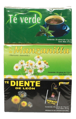 Te Manzanilla, Verde, Diente De Leon Packete De 3 Metabolism