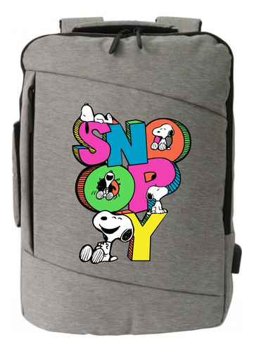 Morral Espalda Snoopy Maleta Portafolio Serie Gris