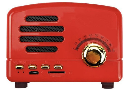 Mini Estéreo Bluetooth Retro Portátil Color Rojo