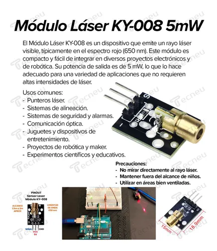 . 10 Piezas De Sensor Láser Módulo Ky-008 Arduino Raspberry