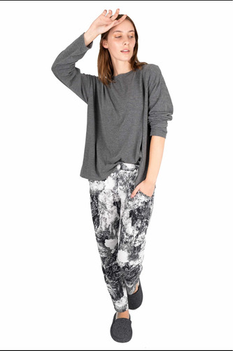 Imagen 1 de 5 de Pijama Mujer Invierno Remera Y Pantalon Rachelle Soft