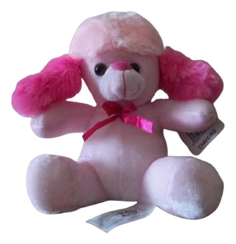 Cachorro Poodle De Pelúcia Rosa Com Laço Rosa