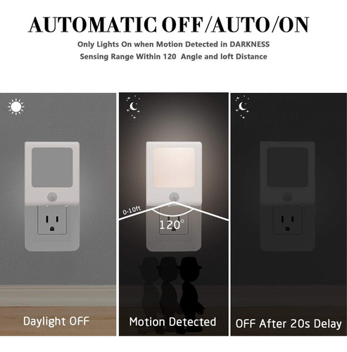 Luz Nocturna Led Estafadores Sensor De Movimiento Vintar, In