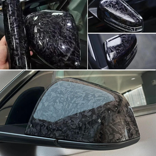 Rollo De Vinilo Negro De Fibra De Carbono Brillante 3mts