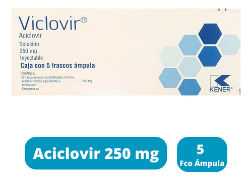 Aciclovir 250 Mg Solución 5 Frascos Ámpula Inyectables
