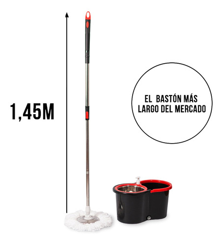Imagen 2 de 10 de Balde Mopa Centrifugo Escurridor Lampazo Trapeador Piso