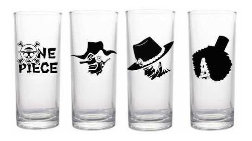 Set De Vasos Altos Anime One Piece - Usopp - Ace - Brook