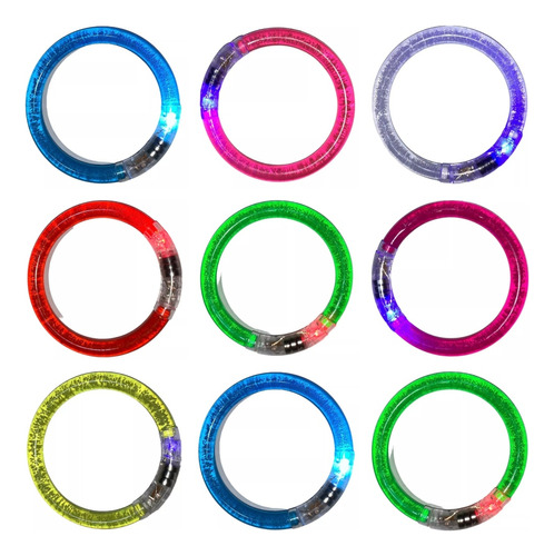 30 Pulseras Luz Led Brazalete Luminosa Varios Colores Fiesta