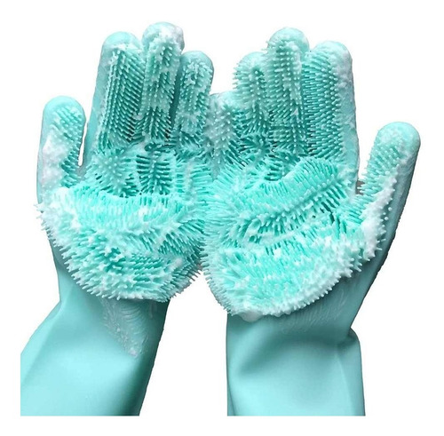 Guantes X2 Lavar Platos Cocina Esponja Silicona Baño Trendy