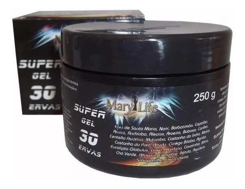 Gel Para Corpo Mary Life Massageador Super 30 Ervas En Pote De 250ml/250g