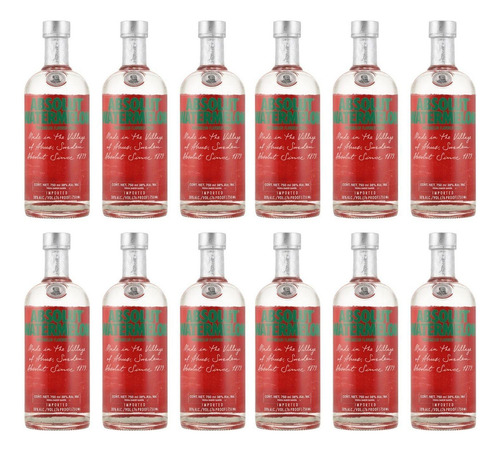 Pack De 12 Vodka Absolut Watermelon 750 Ml