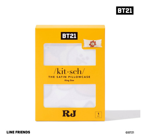 Funda De Almohada De Satén Kitsch X Bt21 (rj) Para Cabello Y
