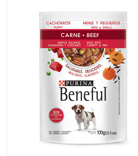 Alimento Beneful Minis y Pequeños para perro cachorro de raza  mini y pequeña sabor carne y arroz en sobre de 100g