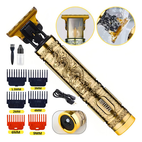 KM Maquina Acabamento Recarregável Detalhe Cabelo Barba Sem Fio Dourado 127/220V