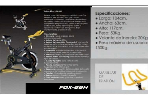 Bicicleta Spinning- Indoor Bike Fox 68-h
