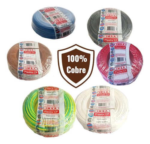 Cable Unipolar 1,5 Mm Imsa X50 X 2 Colores Celeste Y Marron Celeste/marrón