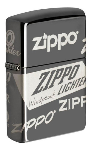 Isqueiro Zippo 49051 Classic Logos Black Ice Polido Original