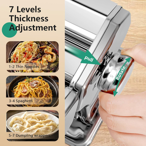 Máquina De Pasta 2 En 1 Con Ajuste De Grosor Y Cortador