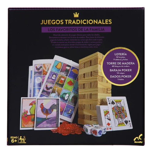 Novelty Set De Juegos 3 En 1 Poker Loteria Y Torre De Madera