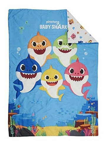 Baby Shark Juego De Cama Para Niños Pequeños De 4 Piezas: