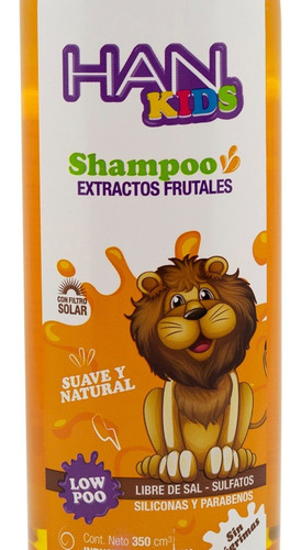 Imagen 3 de 5 de Han Kids Shampoo Infantil Niños Baja Espuma Low Poo X 350 Ml