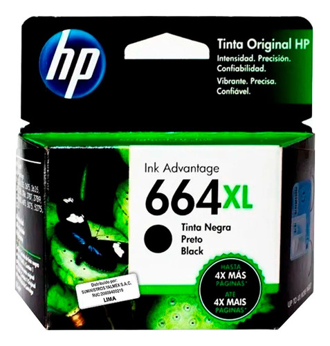 Cartucho Tinta Hp 664xl F6v31al Negro