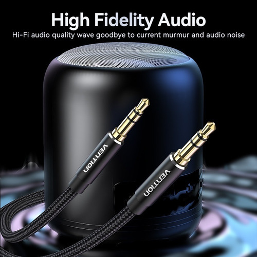 Cable Audio Auxiliar 3.5mm Vention Nylon Negro 2m 10 Piezas