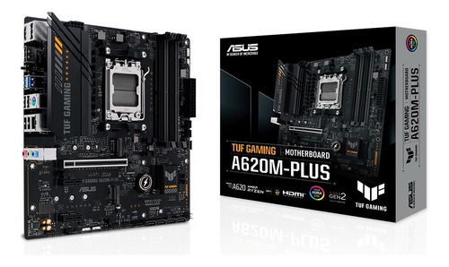 Placa Mãe Asus Tuf Gaming A620m-plus Amd Am5 Matx 4xddr5 Cor Preto