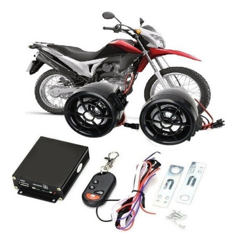 Kit Alarme Para Moto Anti Furto Trava Com Caixa De Som Mp3