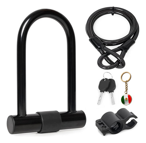 Candado Alta Seguridad Tipo U Para Bicicleta Moto+1.2m Cable