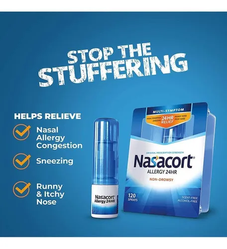 Aerosol nasal Nasacort para aliviar alergias durante 24 horas, 16,9 ml
