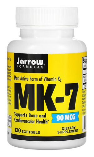 Jarrow Formulas Mk-7 90 Mcg 120 Softgels Con Vitamina K2 Sabor Sin Sabor