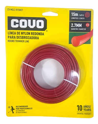 Nylon Redondo Para Desmalezadora 2,7mm X 15 Mts Covo